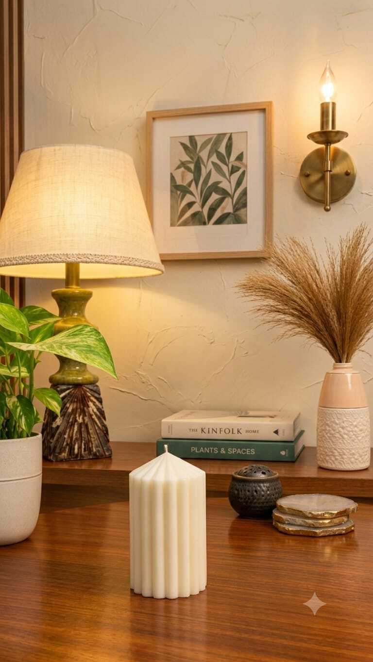 Ribbed Glow Pillar – White - View 1